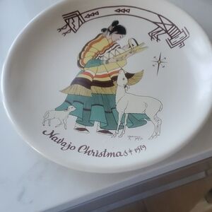 Navajo Christmas 1979 Decorative Ceramic Plate. Kay MALLEK